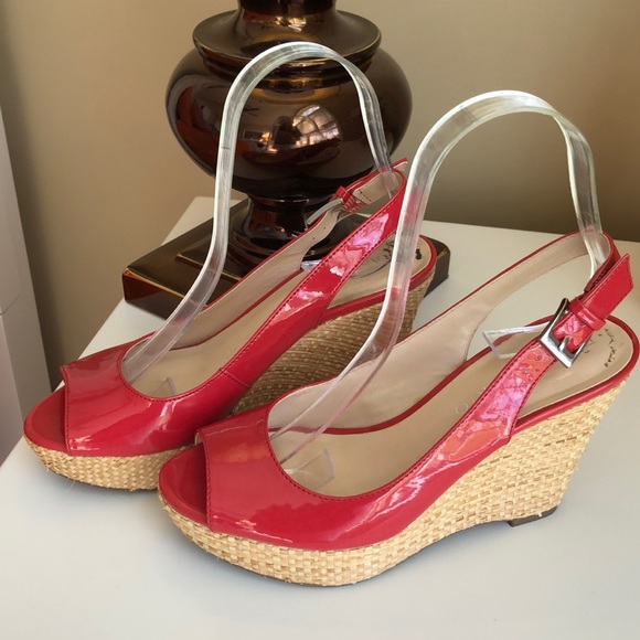 franco sarto red wedges
